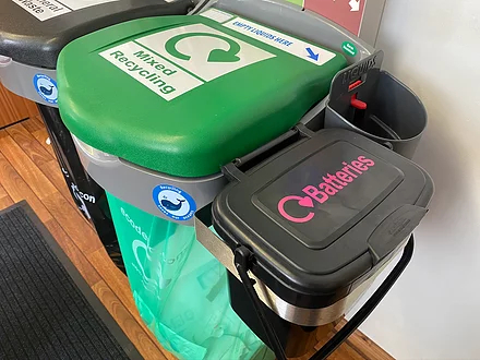 battery caddy & mixed recycling bin