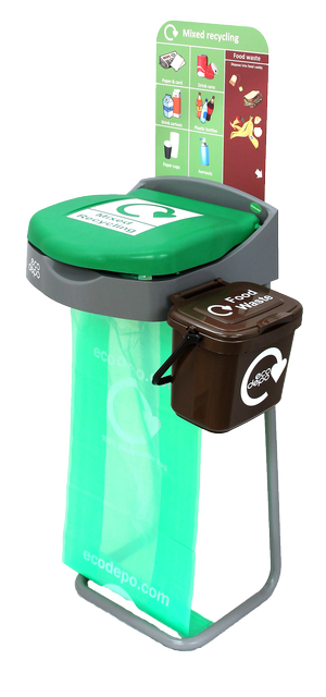Recycling bin & food waste caddy attached - EcoDepo
