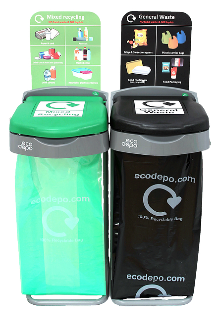 Green Mixed Recycling Bin & General Waste - EcoDepo