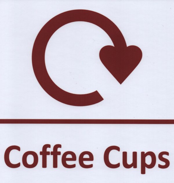 Coffee Cups self adhesive label brown text