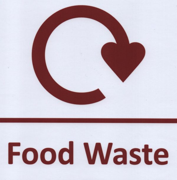 Food waste self adhesive label brown text