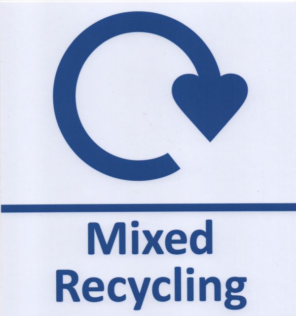 Mixed Recycling Self adhesive label blue text