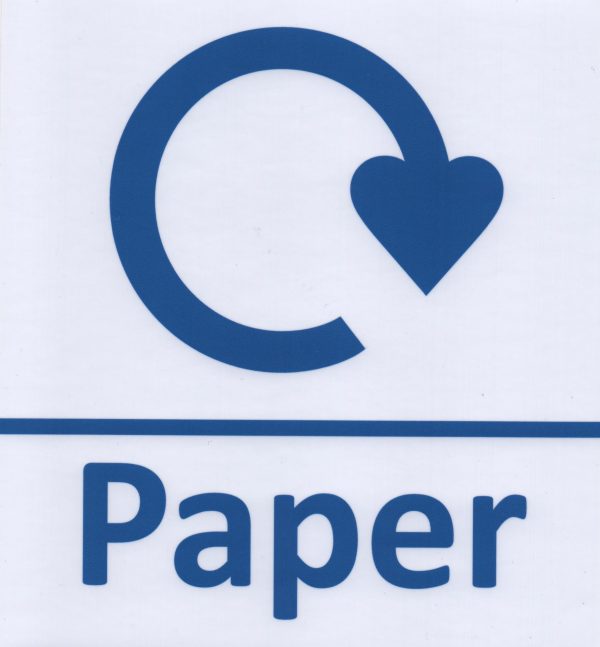Paper self adhesive label blue text