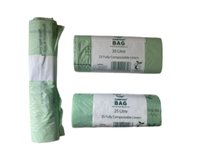 10, 25 and 30 litre compostable bags for lining a compost caddy or bin, fully compliant with European standards EN13433